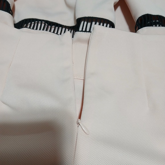 Venus Womens Pink Midi Skirt Black Trim Ruffle Tiered Laser Cut Size 10 - Picture 7 of 7